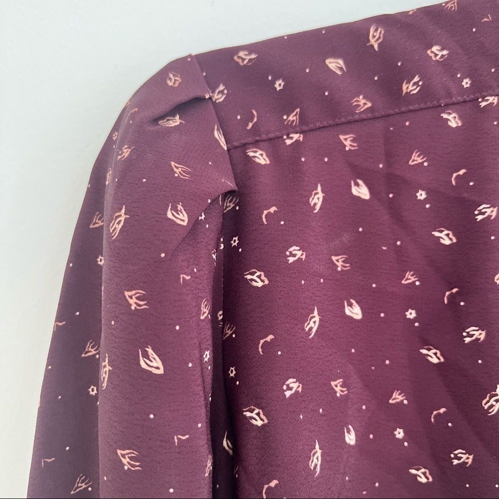 Vintage Purple Patterned Boxy Button Neck Blouse Size 10 P - Picture 5 of 11